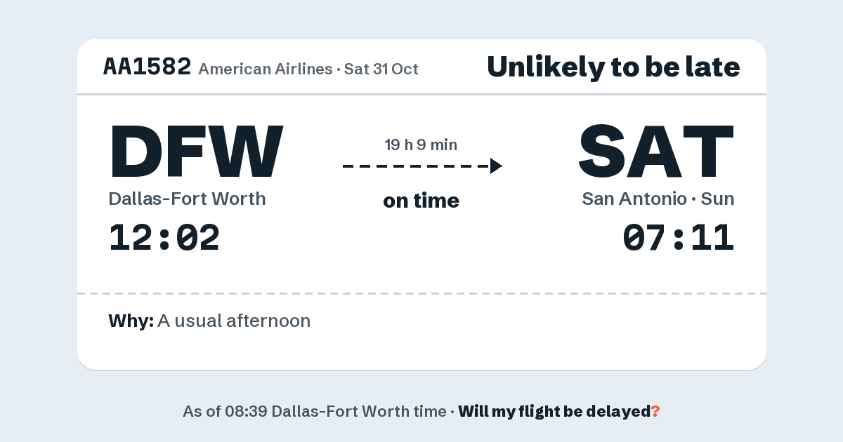 Link preview: AA1582 lands about 07:08