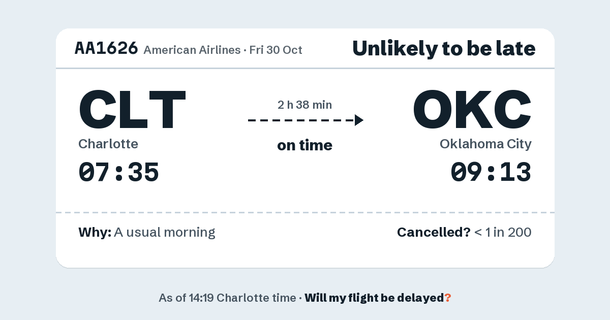 Link preview: AA1626 lands about 09:09