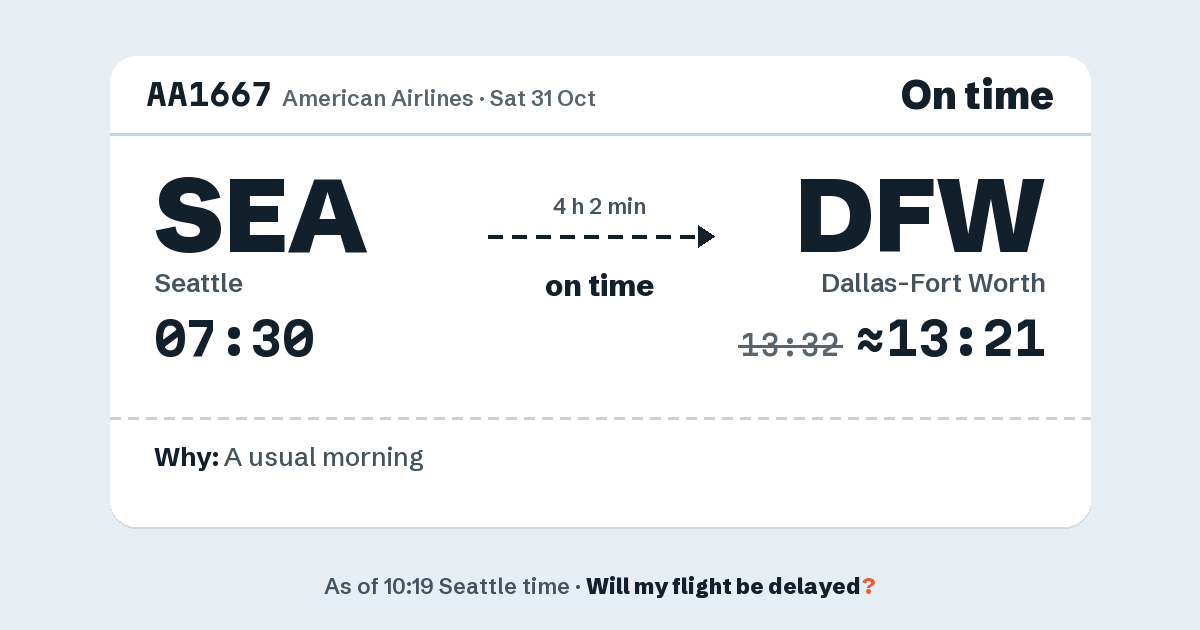 Link preview: AA1667 lands about 13:21