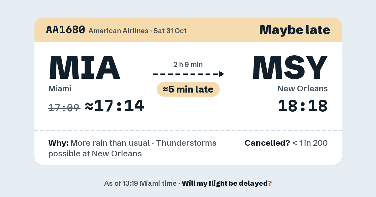 Link preview: AA1680 lands about 18:16