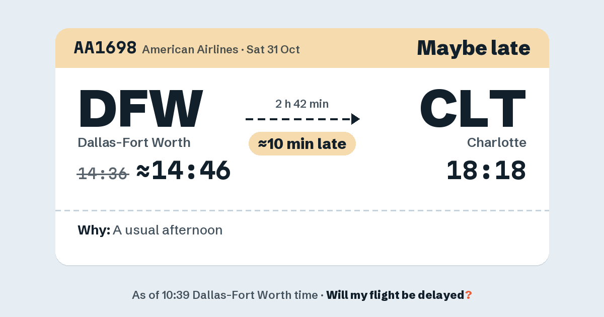 Link preview: AA1698 lands about 18:22