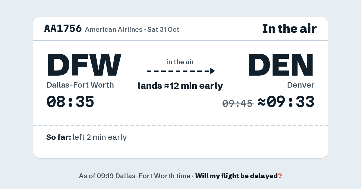 Link preview: AA1756 lands about 09:33