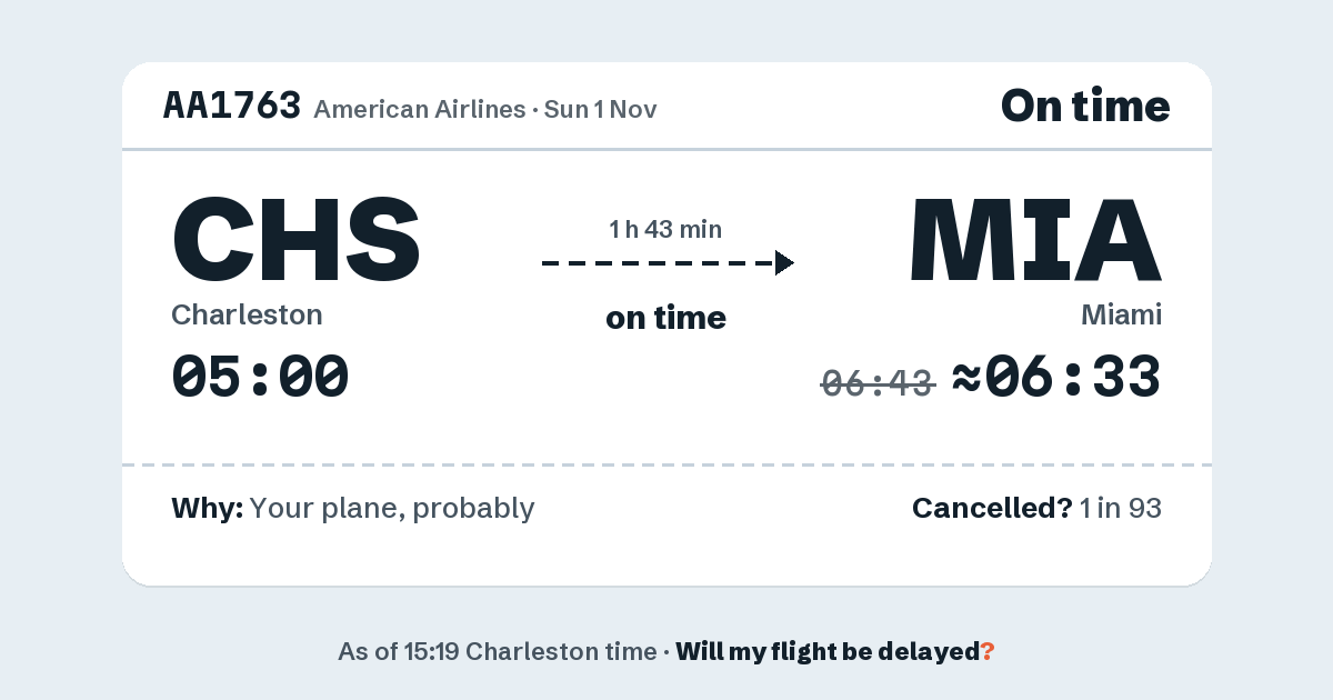 Link preview: AA1763 lands about 06:33