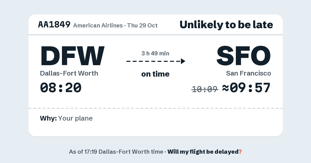 Link preview: AA1849 lands about 09:57