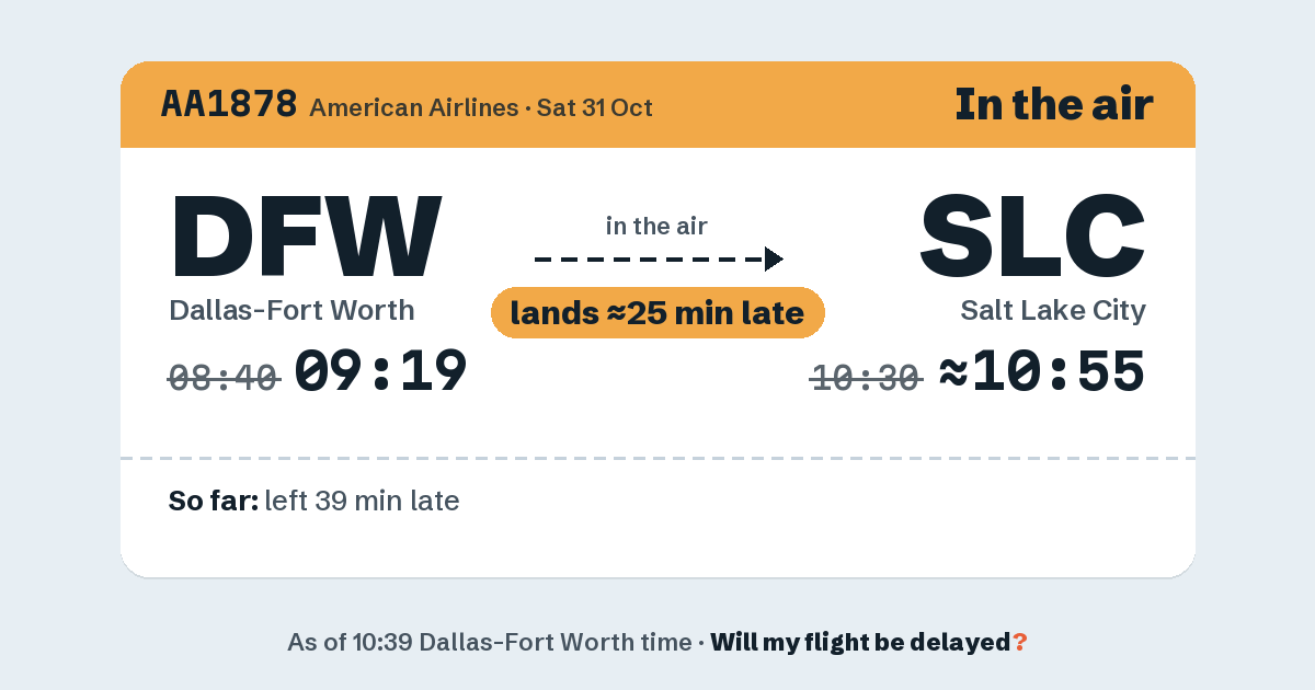 Link preview: AA1878 lands about 10:53