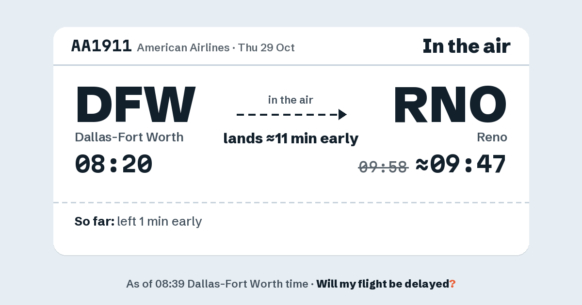 Link preview: AA1911 lands about 09:47