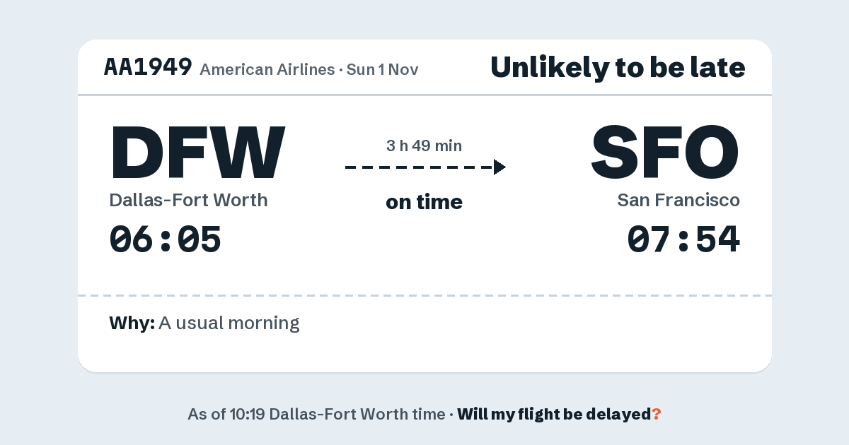 Link preview: AA1949 lands about 07:50