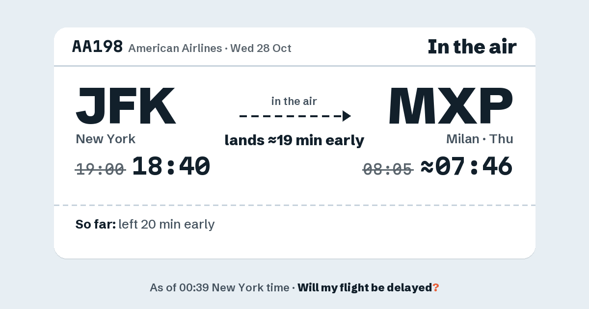 Link preview: AA198 lands about 07:46