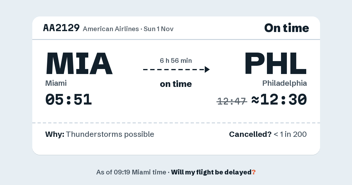 Link preview: AA2129 lands about 12:30