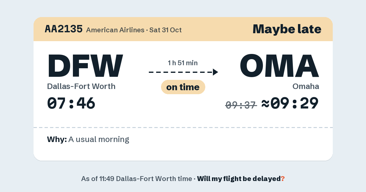 Link preview: AA2135 lands about 09:29