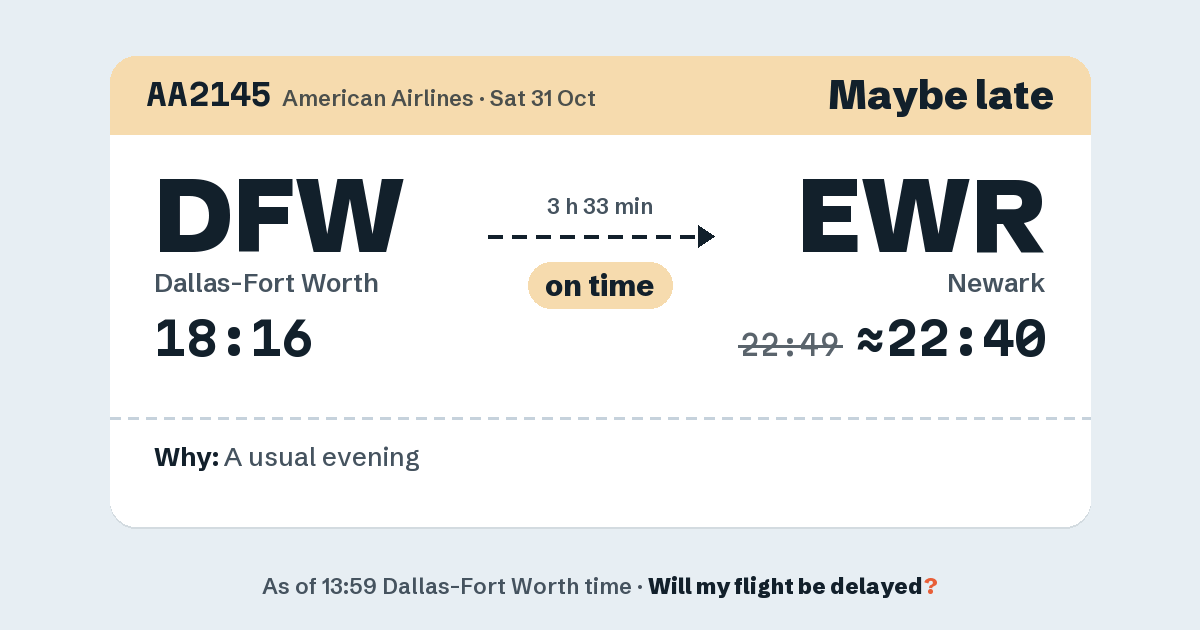 Link preview: AA2145 lands about 22:40