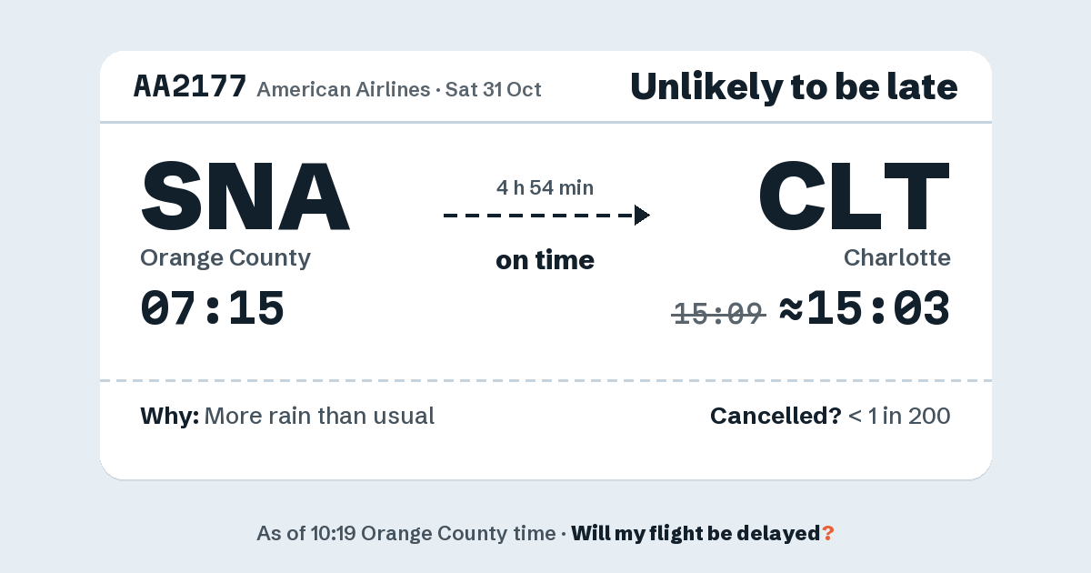 Link preview: AA2177 lands about 15:03