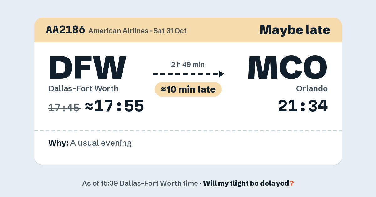 Link preview: AA2186 lands about 21:32