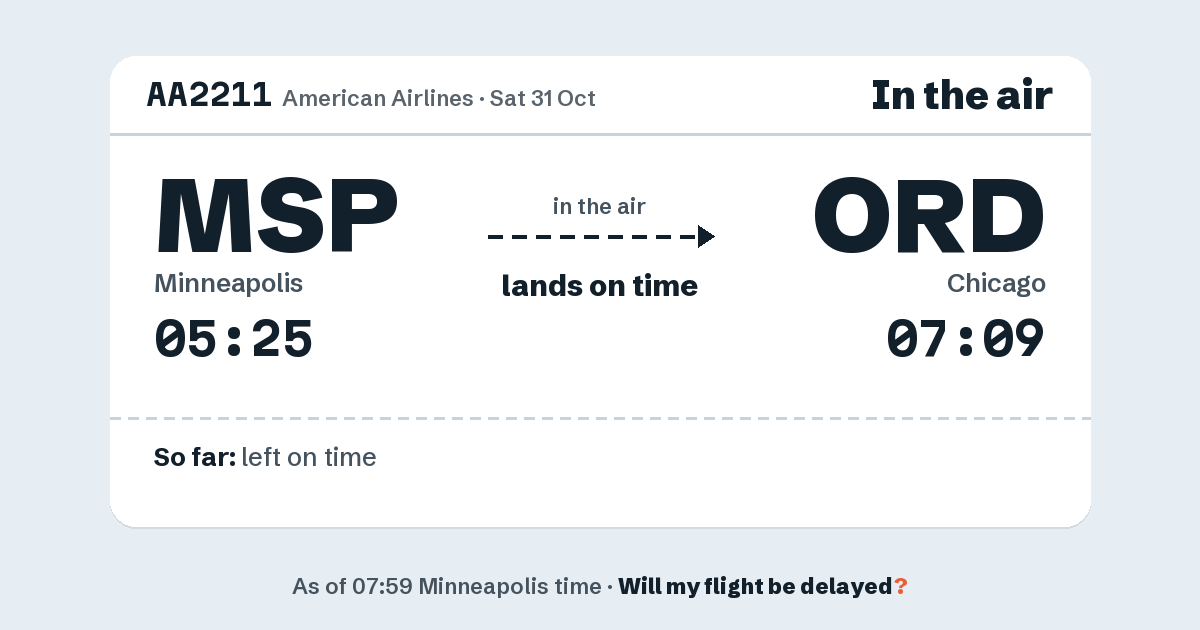 Link preview: AA2211 lands about 07:05