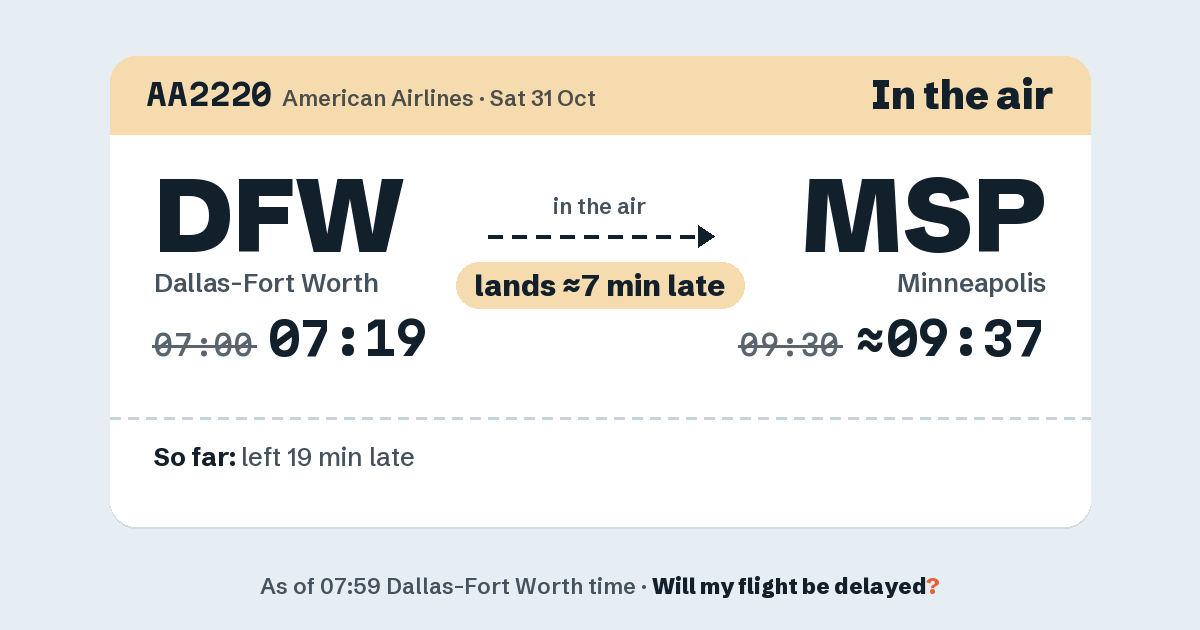 Link preview: AA2220 lands about 09:37