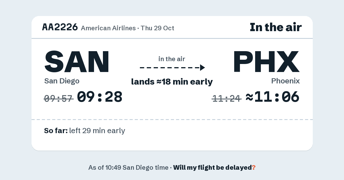 Link preview: AA2226 lands about 11:06