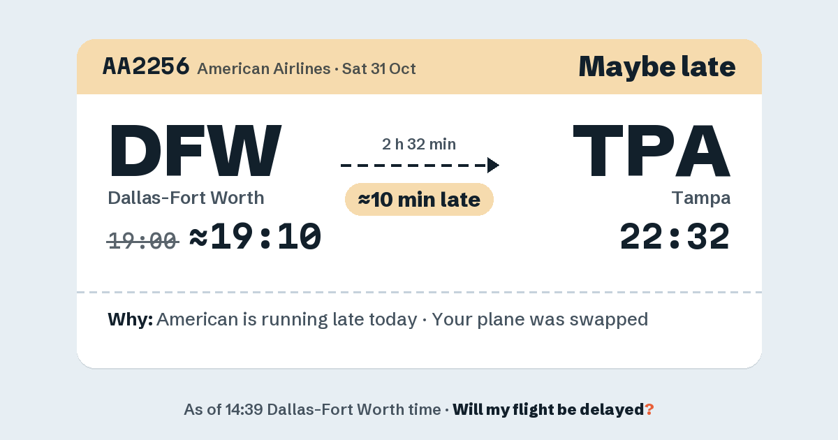 Link preview: AA2256 lands about 22:30