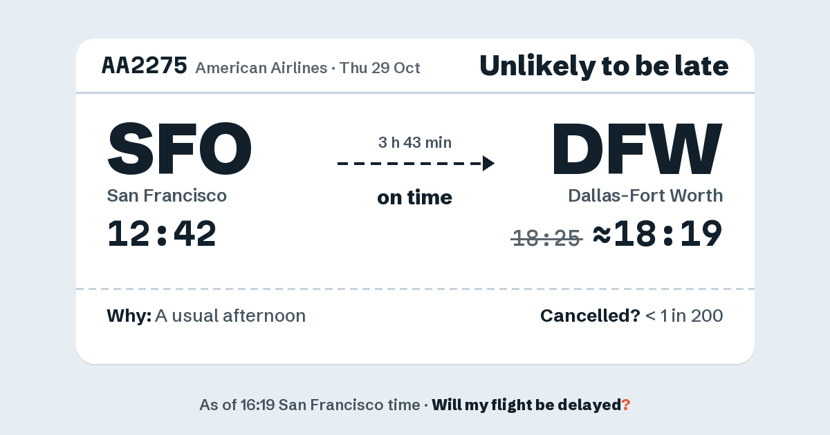 Link preview: AA2275 lands about 18:19