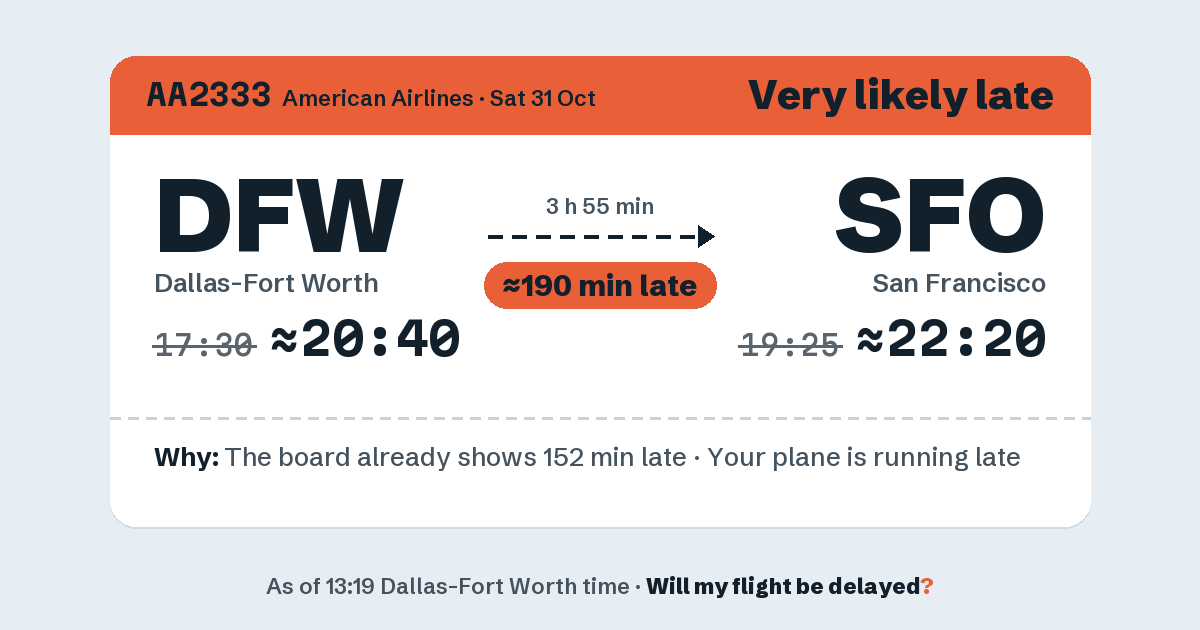 Link preview: AA2333 lands about 22:18