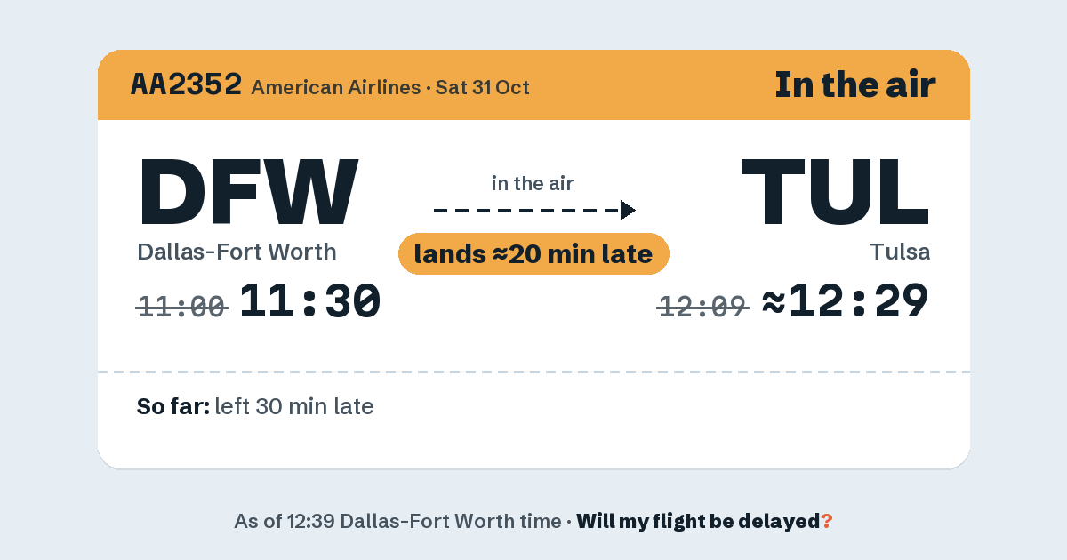 Link preview: AA2352 lands about 12:27