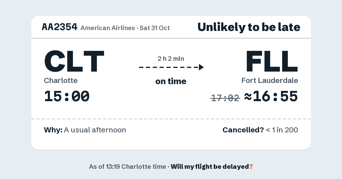Link preview: AA2354 lands about 16:55