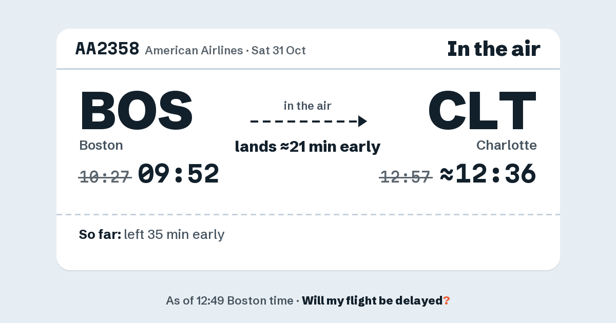Link preview: AA2358 lands about 12:36