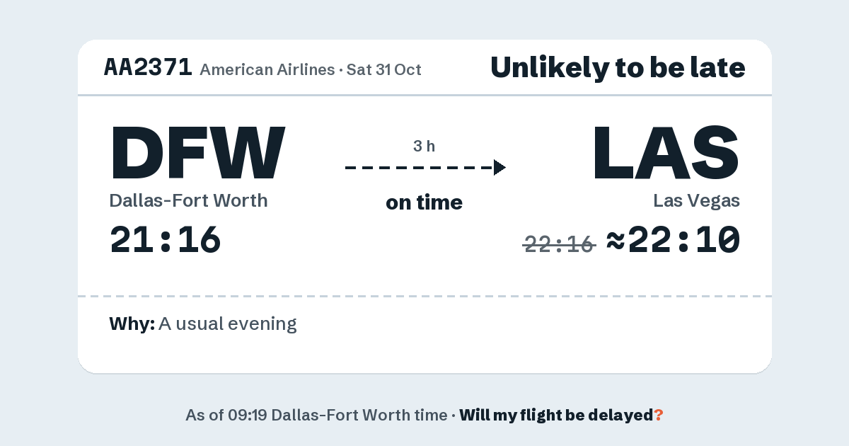 Link preview: AA2371 lands about 22:10