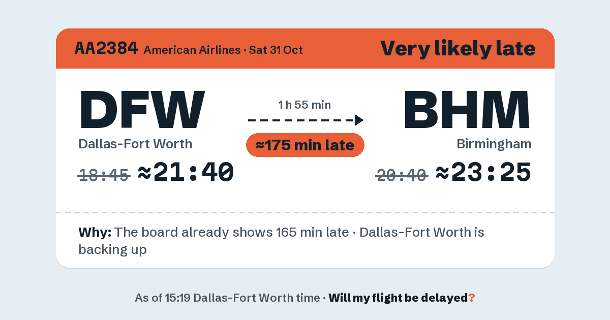 Link preview: AA2384 lands about 23:23