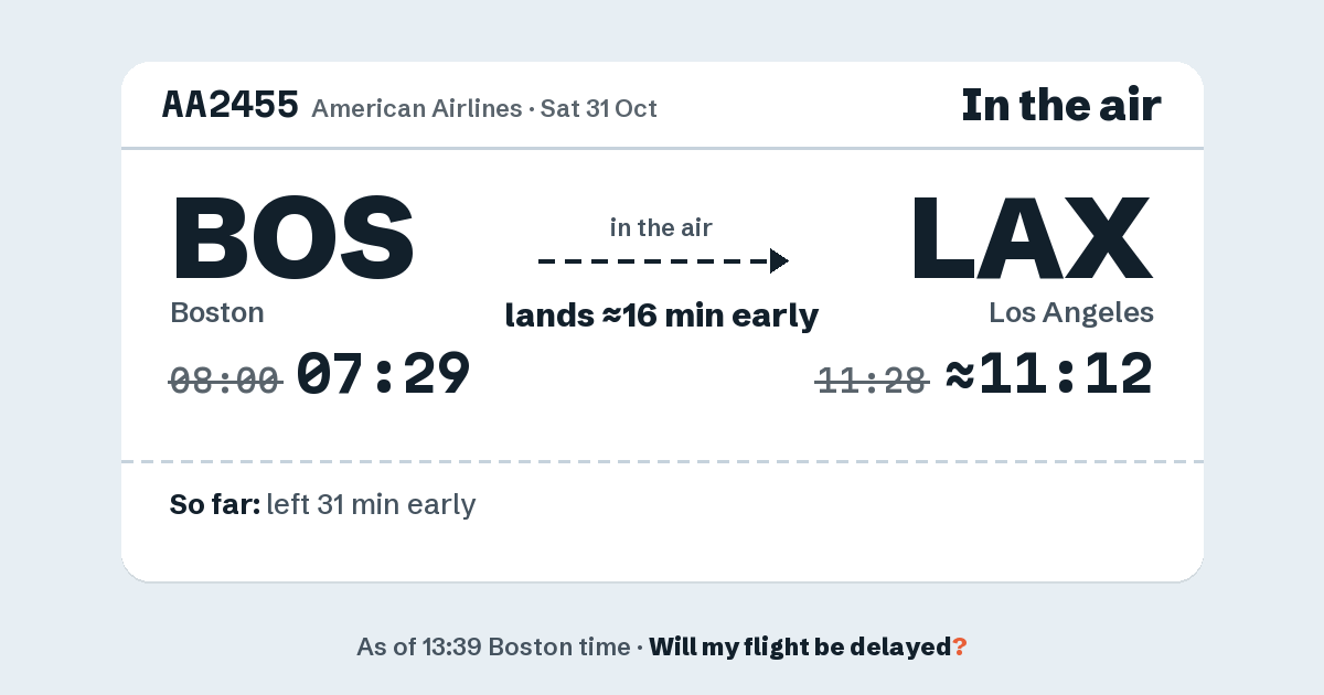Link preview: AA2455 lands about 11:12
