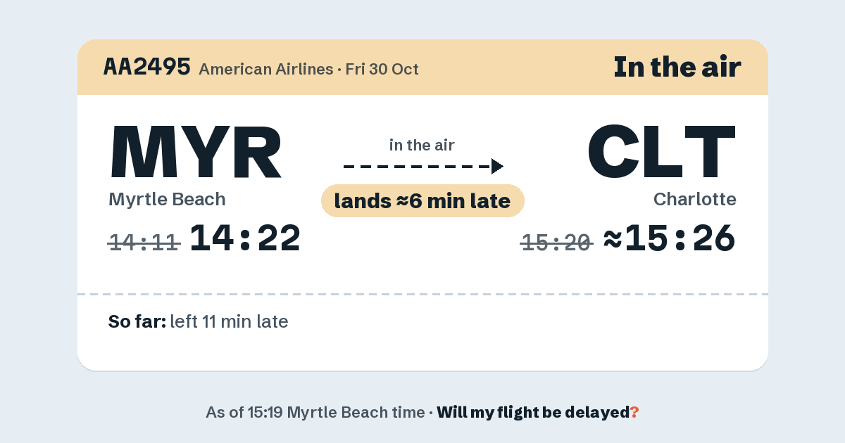 Link preview: AA2495 lands about 15:26