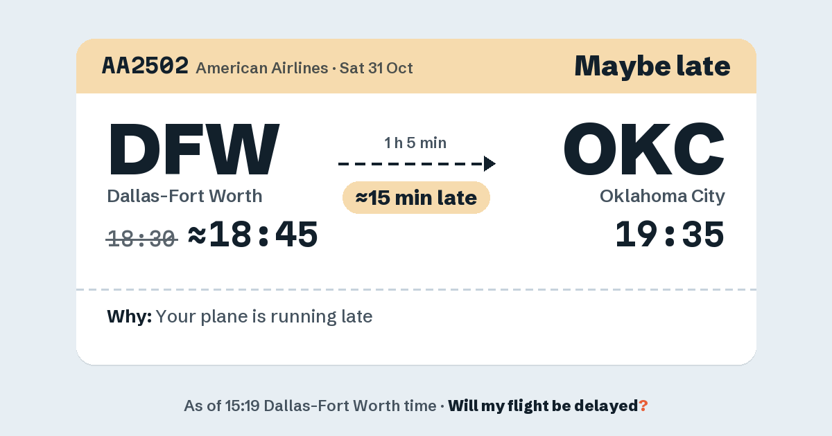 Link preview: AA2502 lands about 19:38
