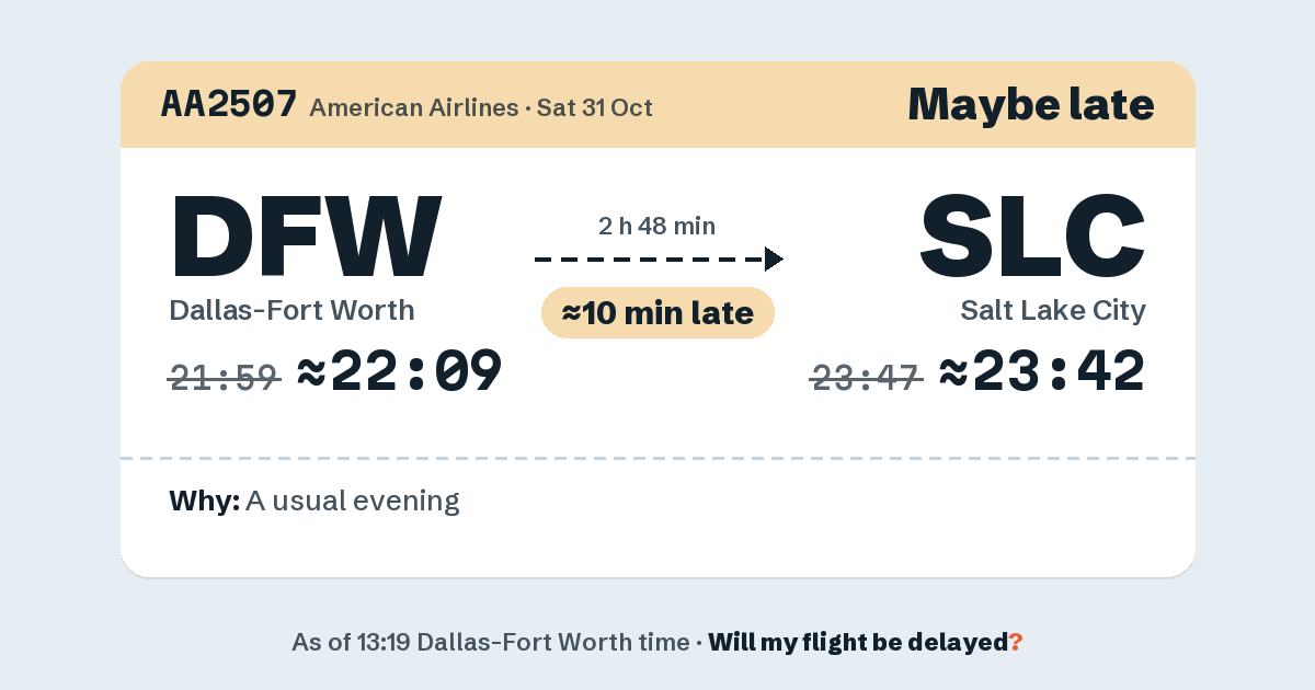 Link preview: AA2507 lands about 23:42