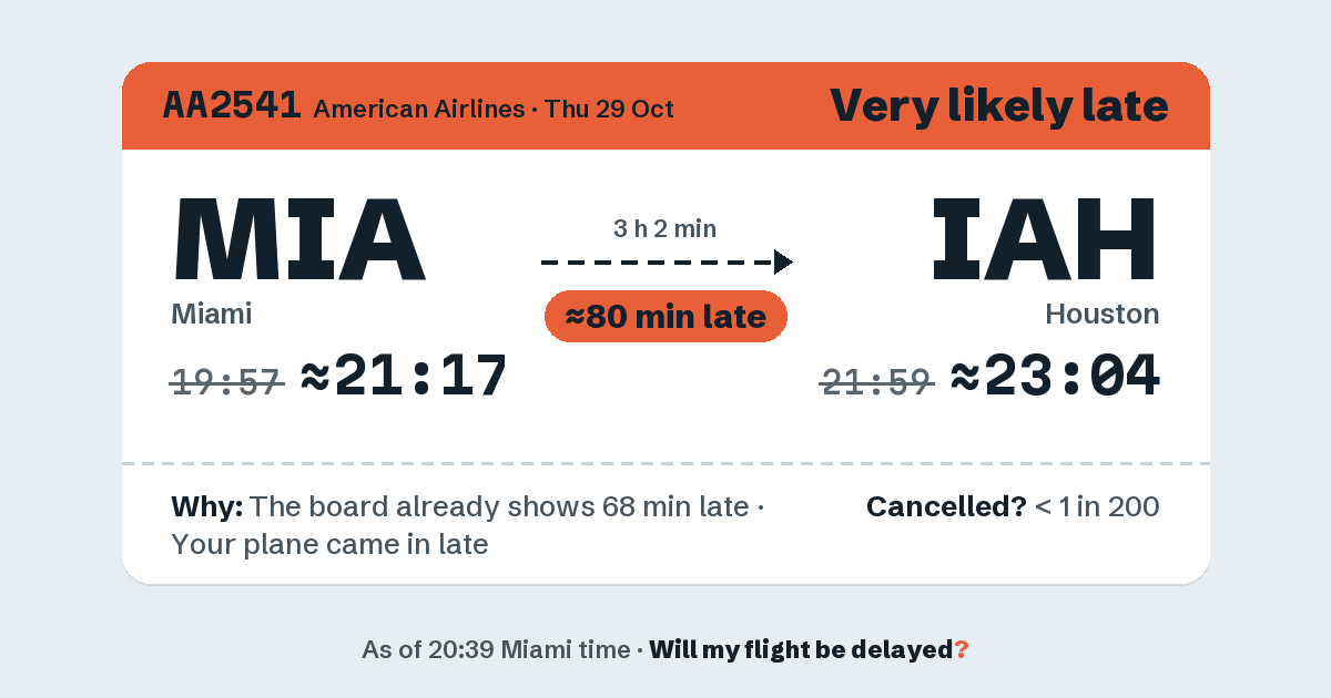 Link preview: AA2541 lands about 23:03