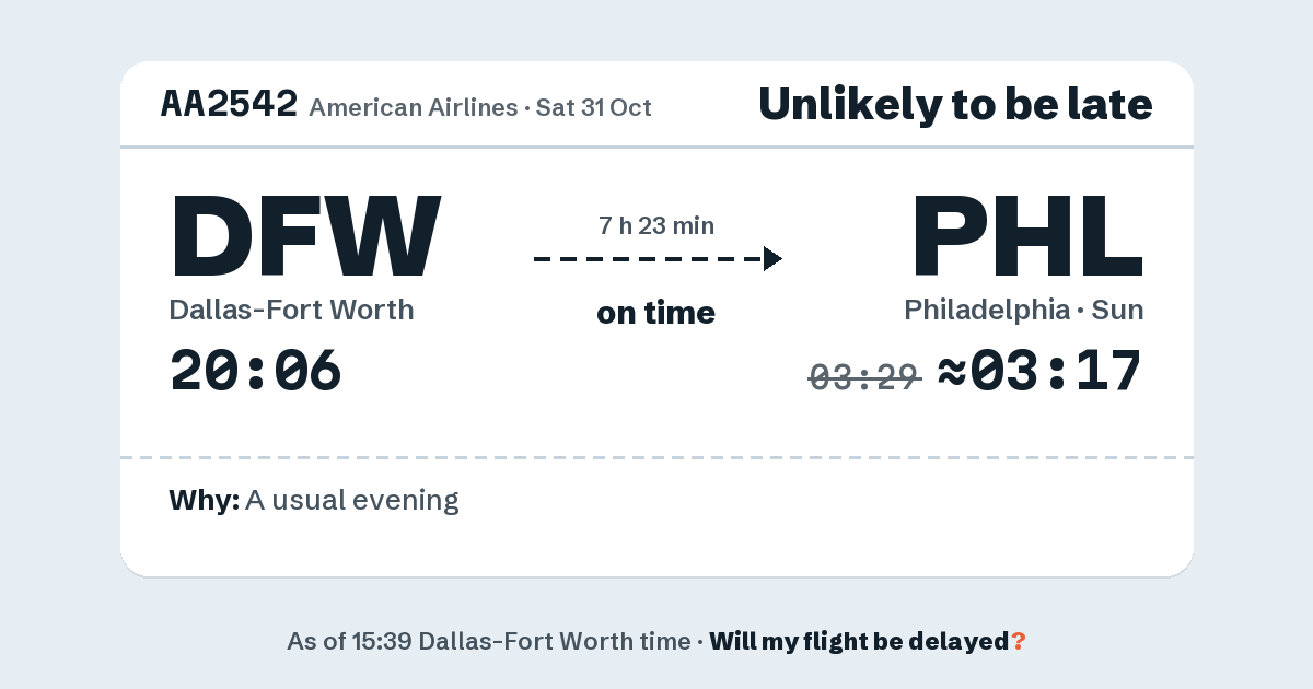 Link preview: AA2542 lands about 03:17