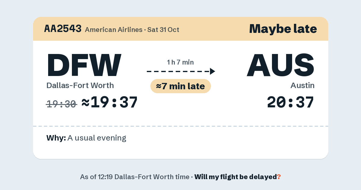 Link preview: AA2543 lands about 20:35