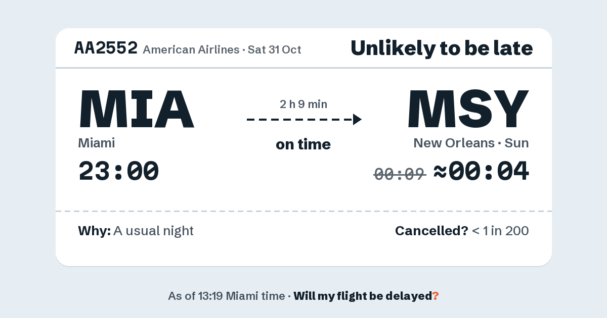 Link preview: AA2552 lands about 00:04