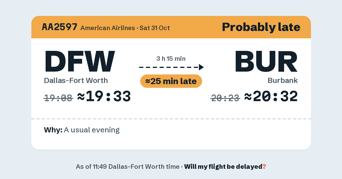 Link preview: AA2597 lands about 20:32
