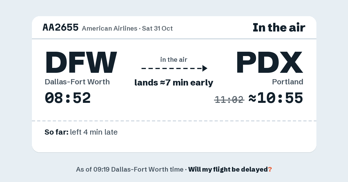 Link preview: AA2655 lands about 10:55