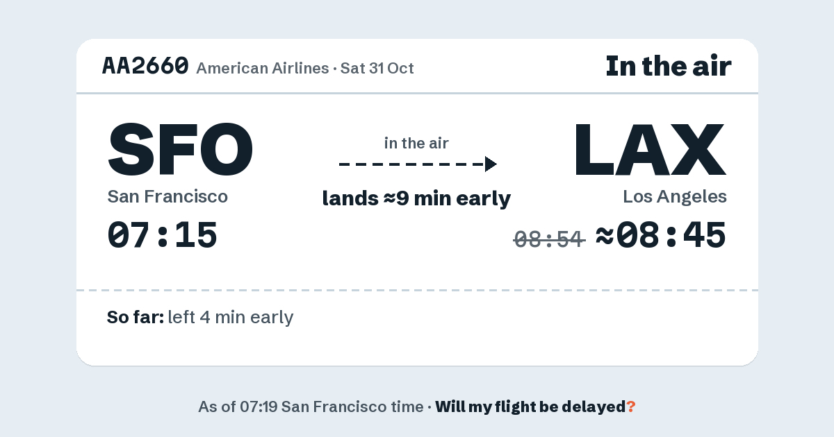 Link preview: AA2660 lands about 08:45