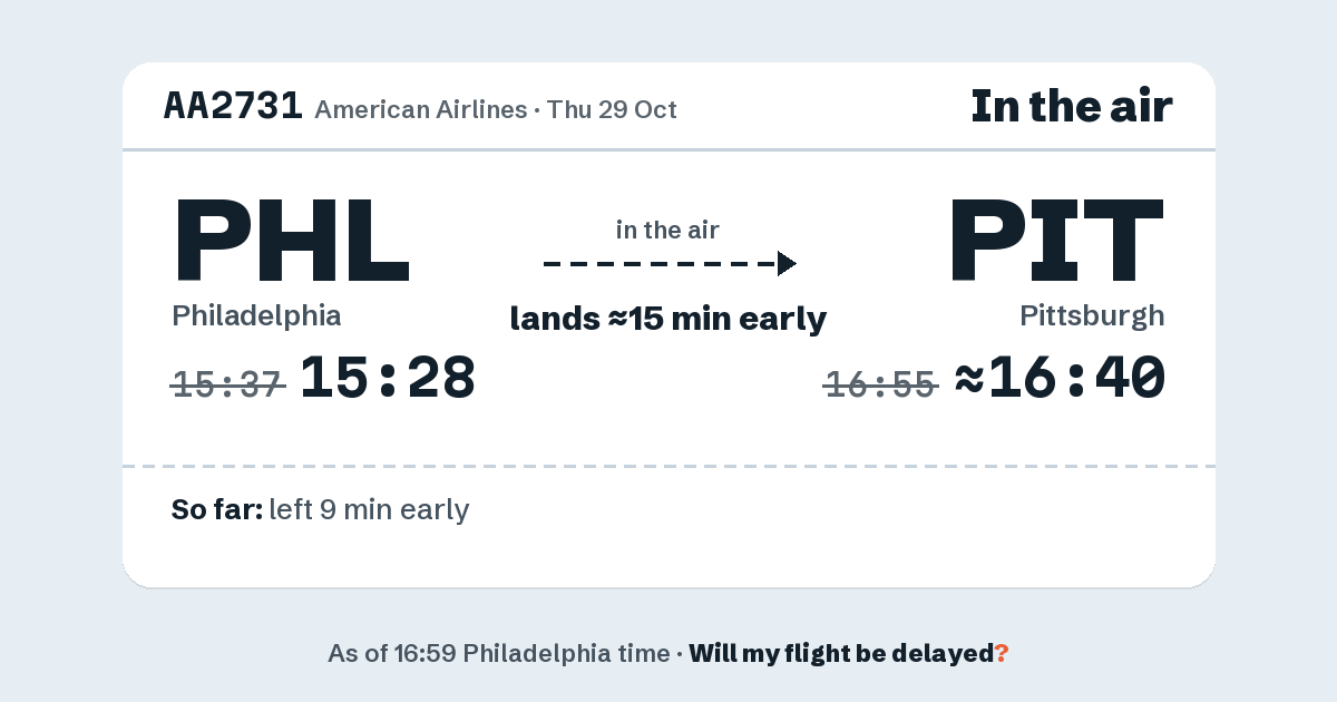 Link preview: AA2731 lands about 16:40