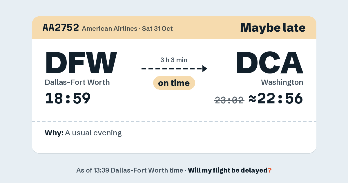 Link preview: AA2752 lands about 22:56
