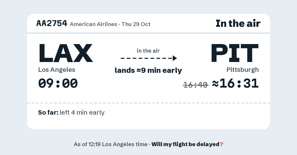 Link preview: AA2754 lands about 16:31