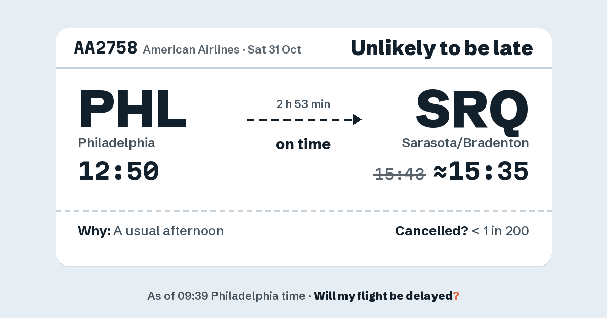 Link preview: AA2758 lands about 15:35
