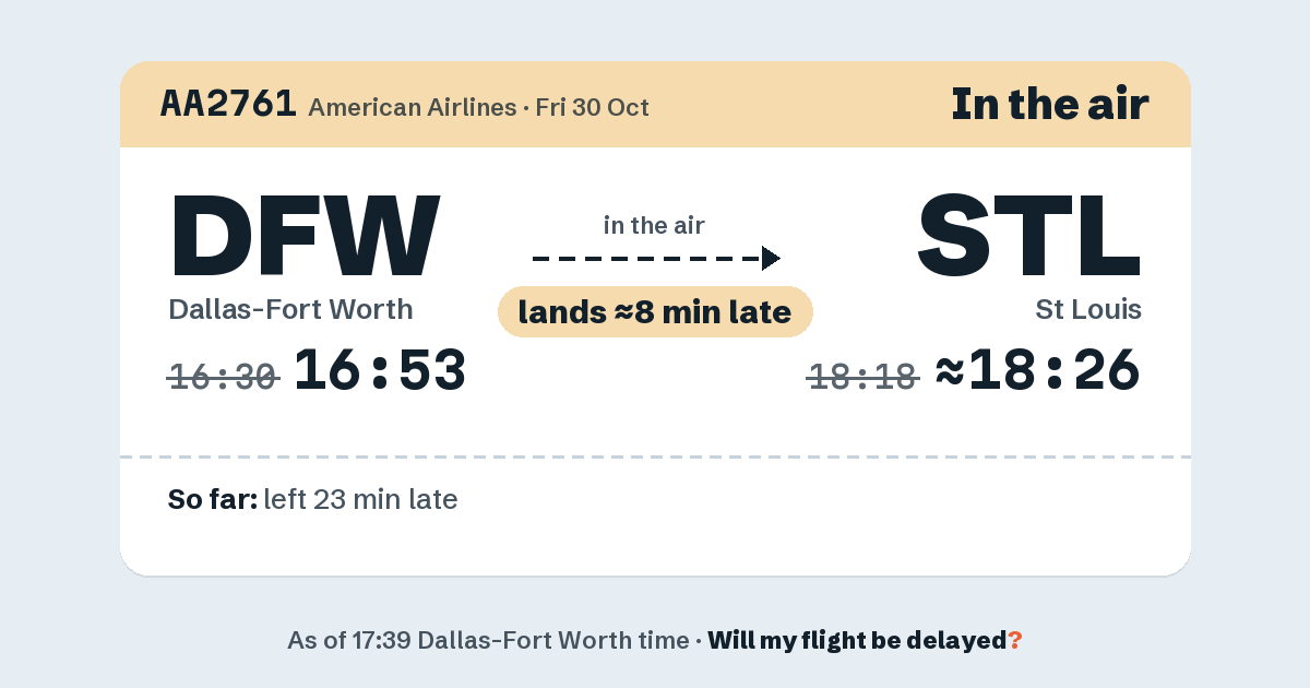 Link preview: AA2761 lands about 18:26