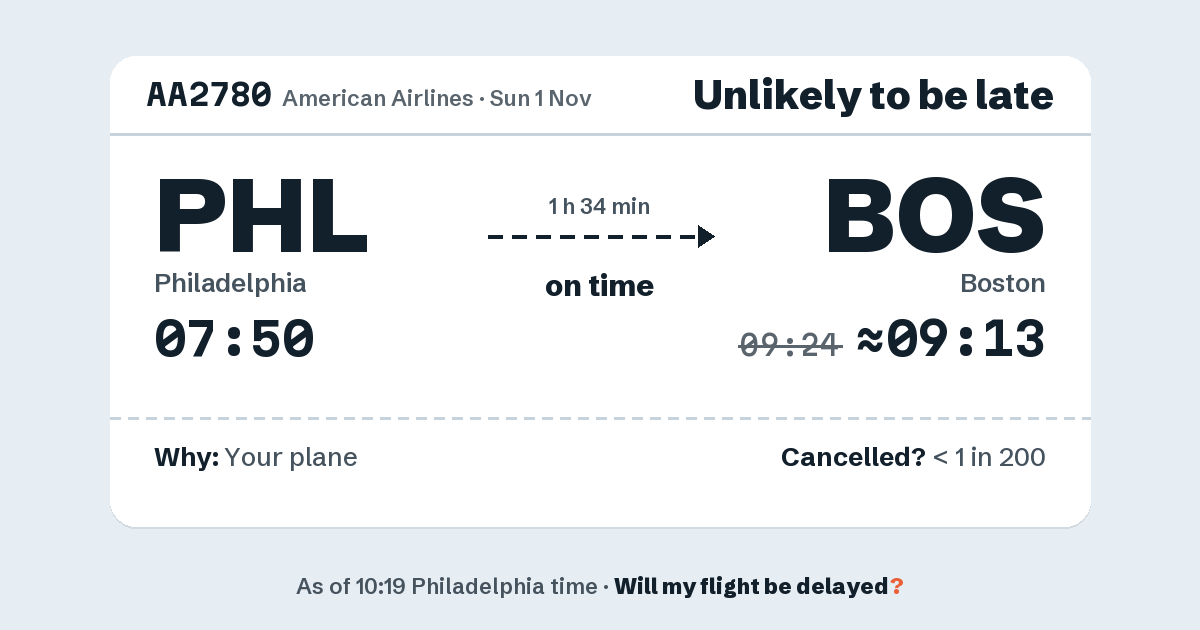Link preview: AA2780 lands about 09:13