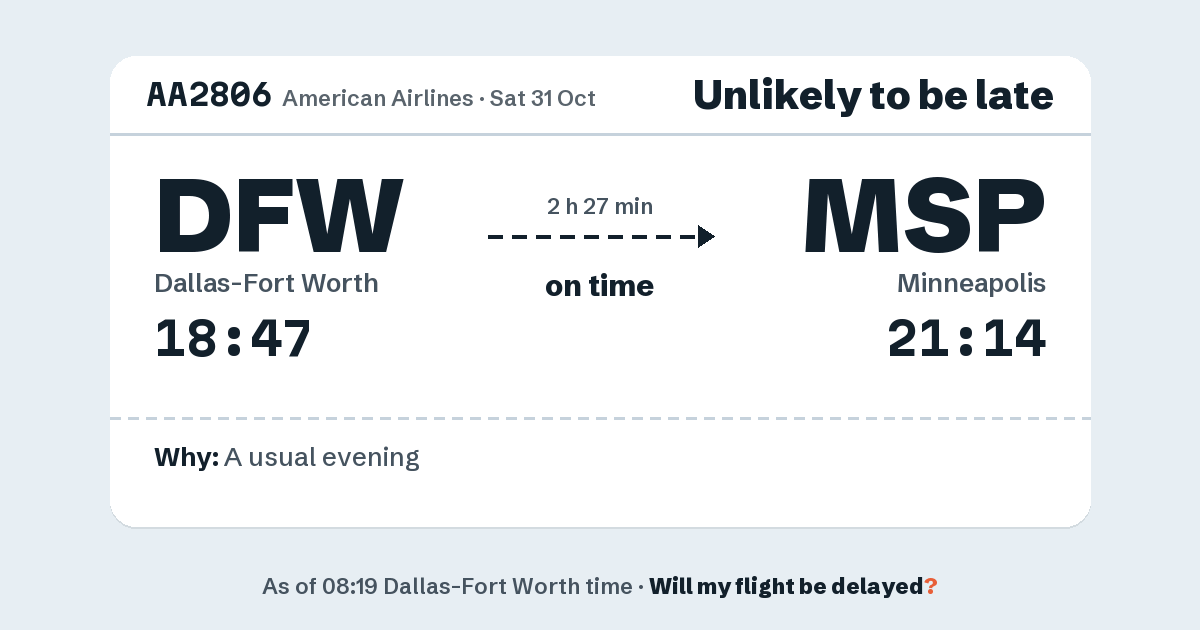 Link preview: AA2806 lands about 21:11