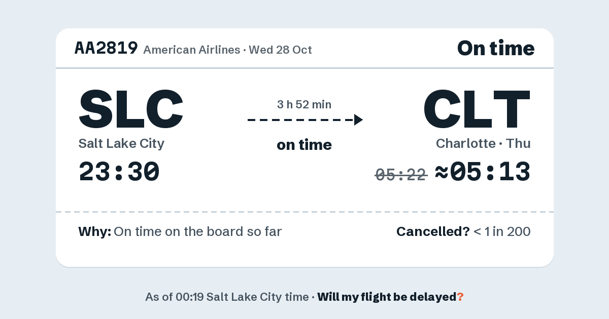 Link preview: AA2819 lands about 05:13