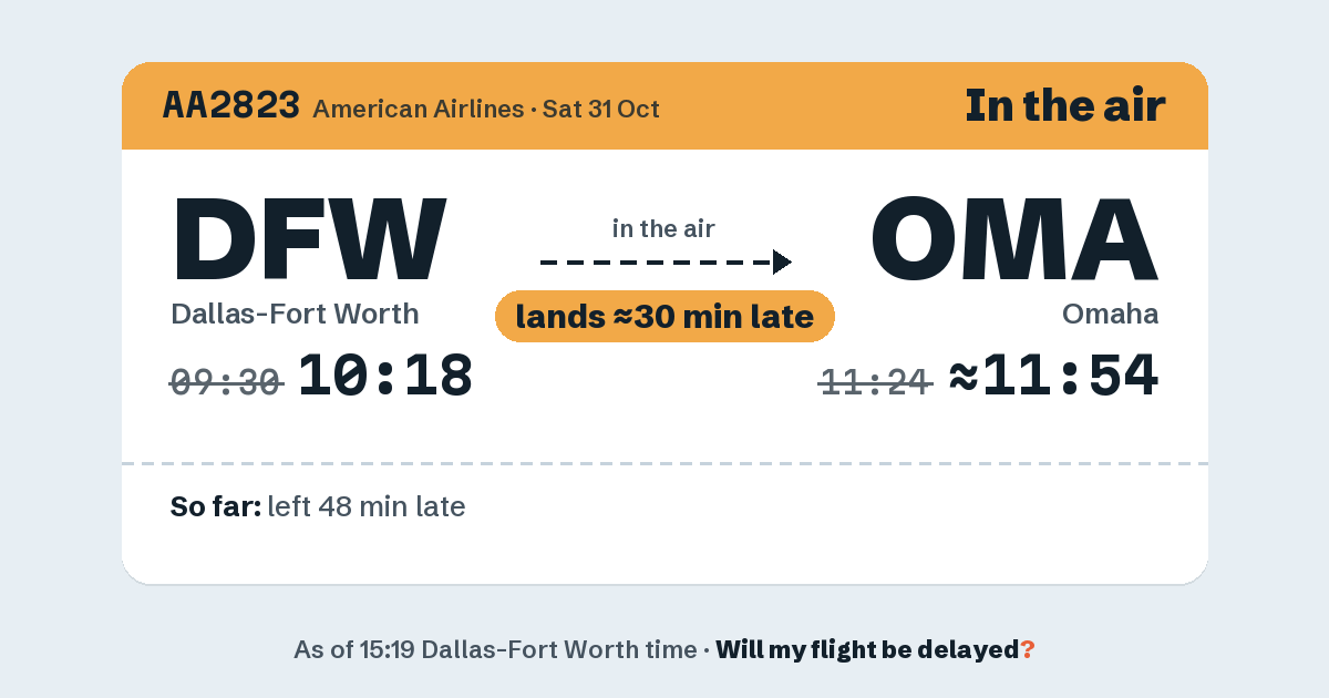 Link preview: AA2823 lands about 11:53