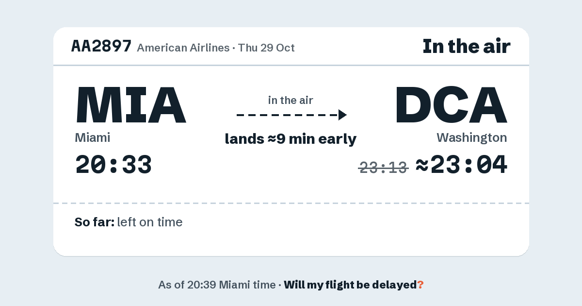 Link preview: AA2897 lands about 23:04