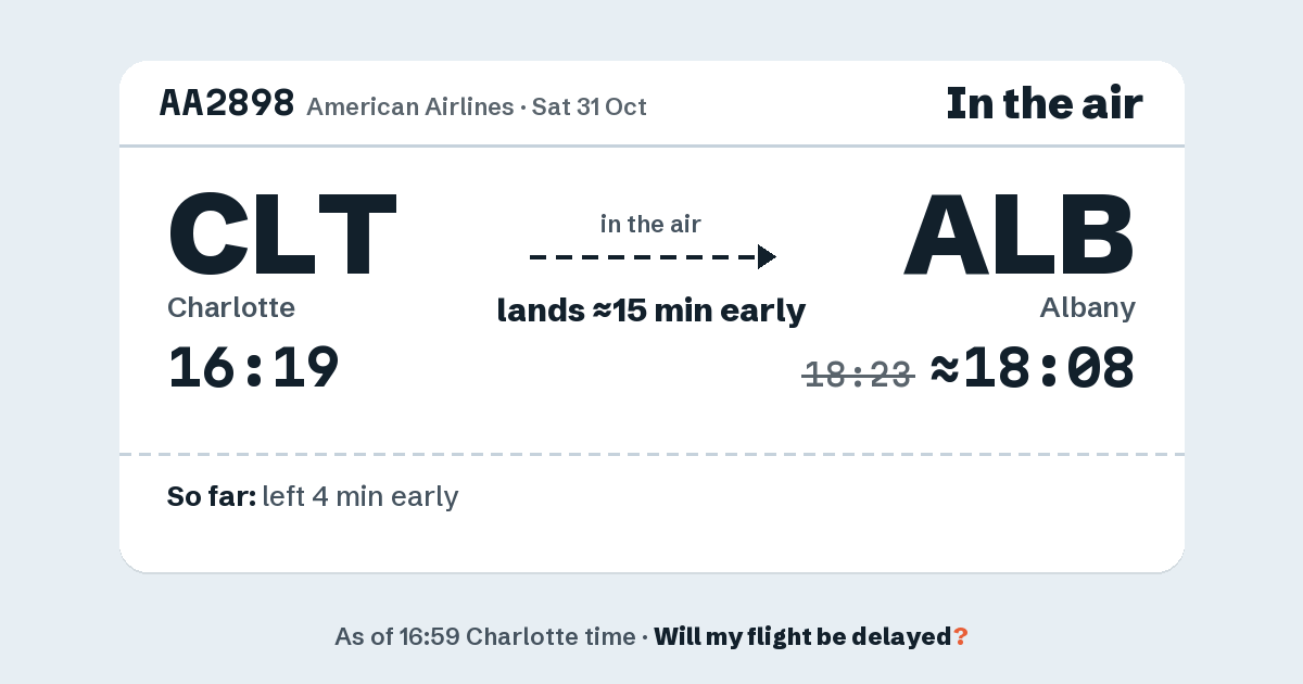 Link preview: AA2898 lands about 18:08